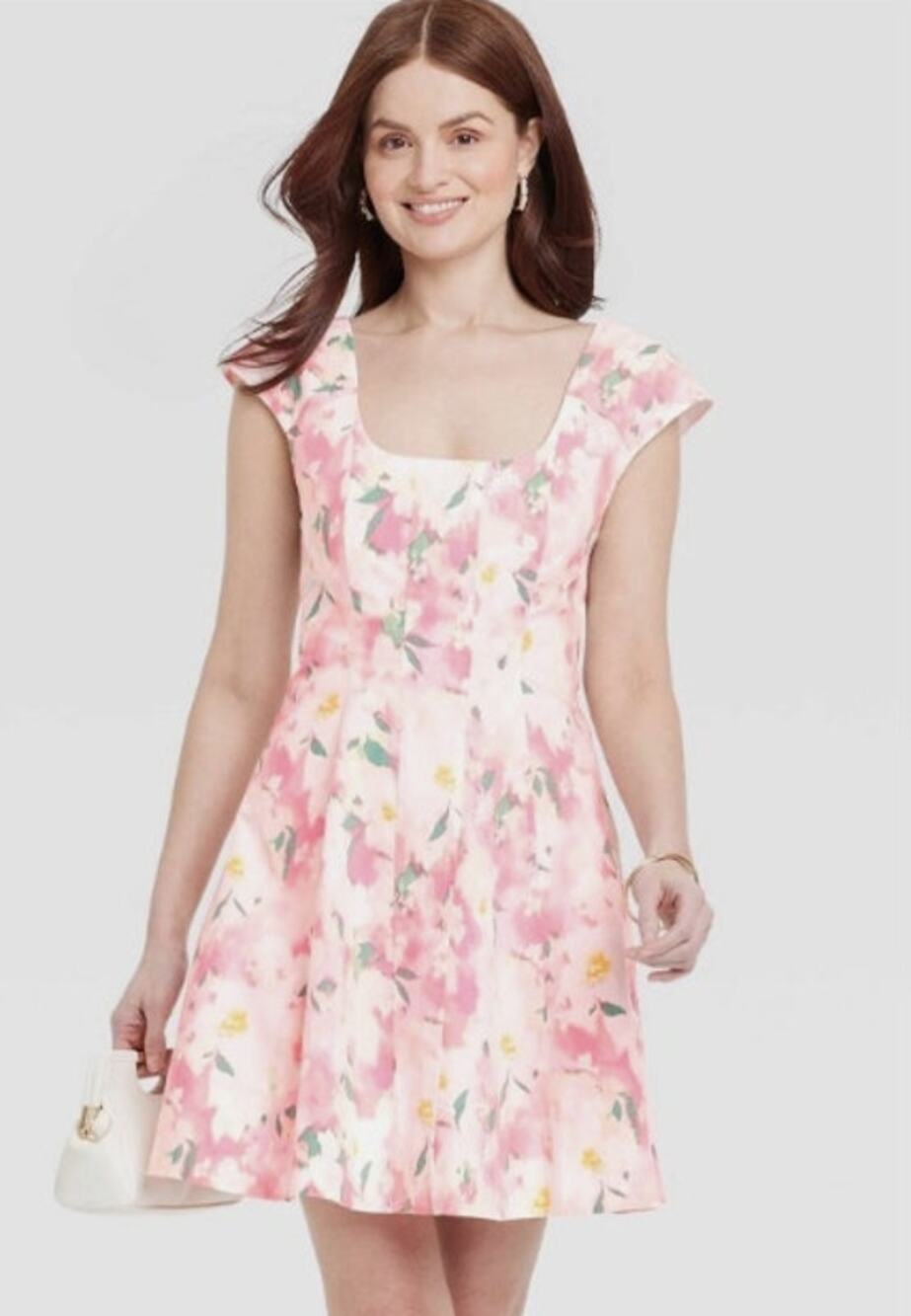 A New Day NWT Pink Multi Floral Corset Woven Sleeveless Mini Dress Size 6